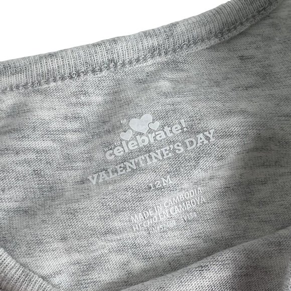 Way To Celebrate Valentine's Day T Shirt Sz 12M Conversation Hearts Grey Pink - Picture 5 of 12
